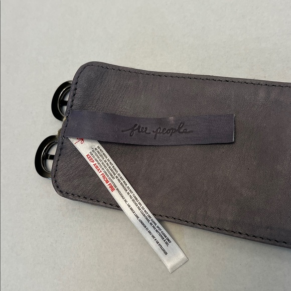 FREE PEOPLE BOHO LEATHER FULL OF DREAMS GRAY WAIST BELT - Picture 12 of 16